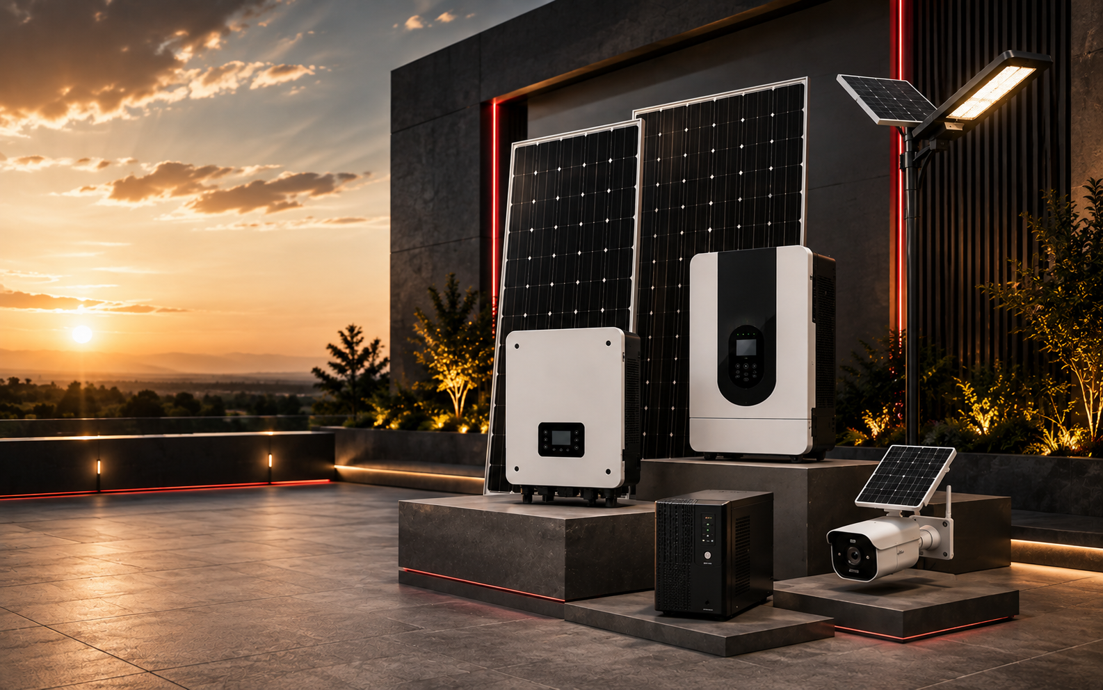 Modern solar energy installation by Suntech